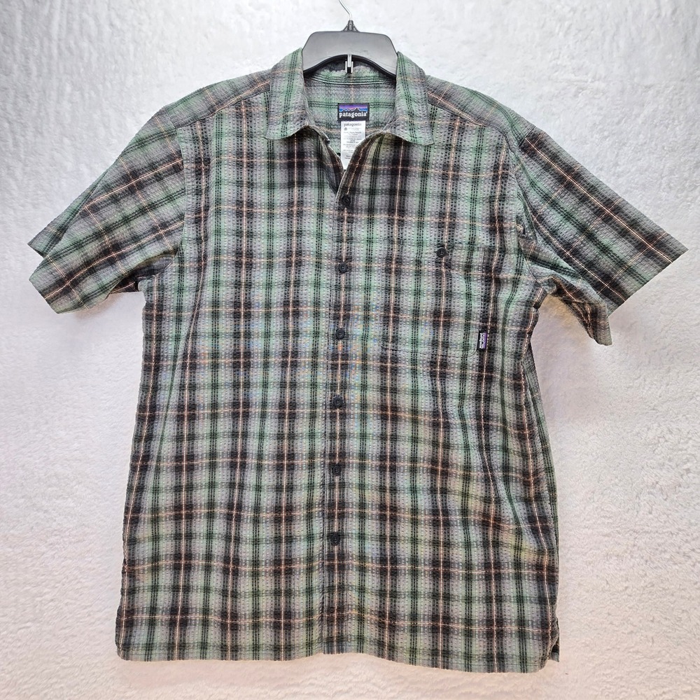 Patagonia Mens Short Sleeve Button Up Shirt Plaid Size M‎ Preppy